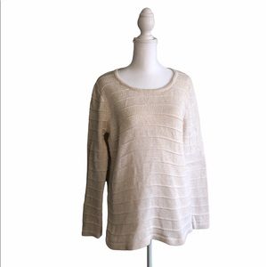 L.L. BEAN white cream sweater woman size L petite